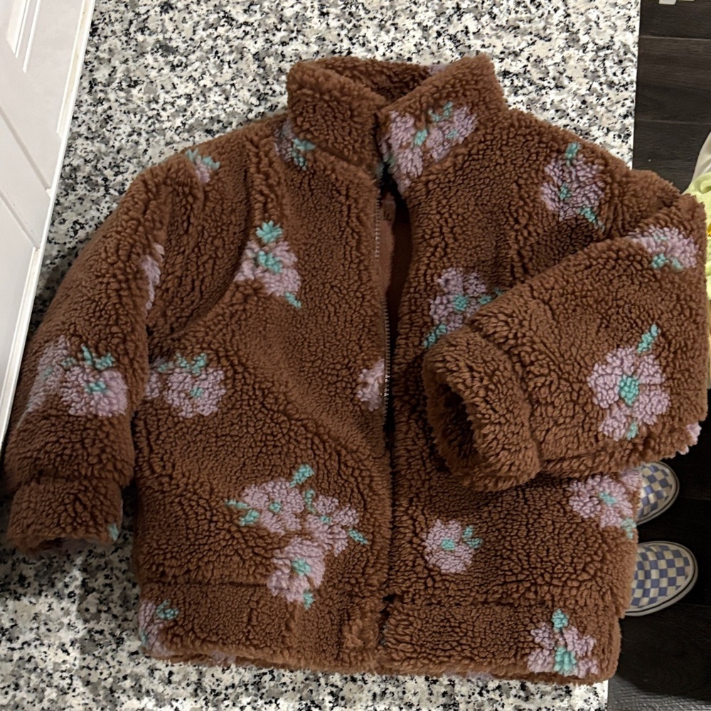Cozy Brown Floral Kids Jacket